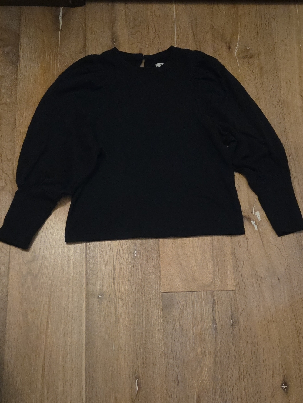 Madewell Brushed Puff-Sleeve Top Black Long Sleeve M